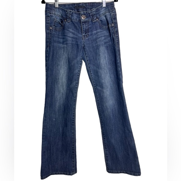 NWOT Candie's Sexy Low Rider Dark Blue Jeans Hand Painted Pockets Size 7 - Picture 1 of 8